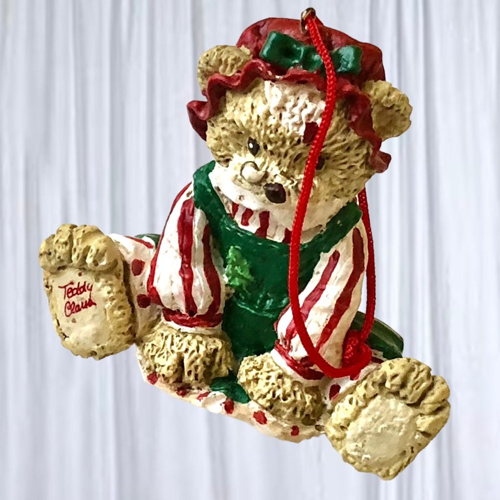 Teddy Claus MRS Teddy Bear Christmas Ornament Resin Hanging